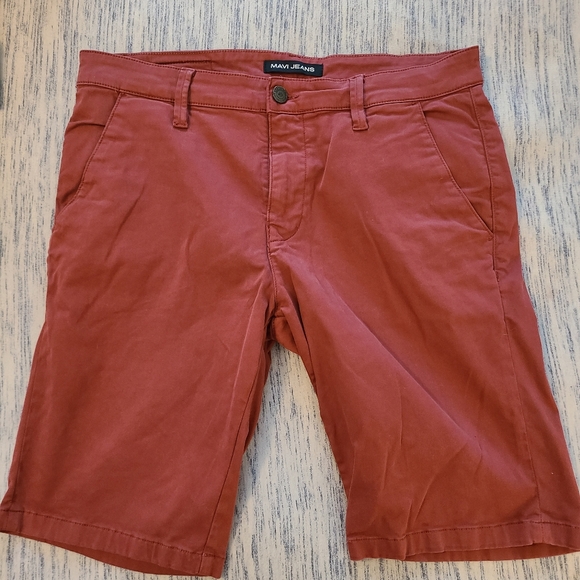 Mavi Jacob slim chino shorts men's size 34 Rose Wood Red - Picture 3 of 5